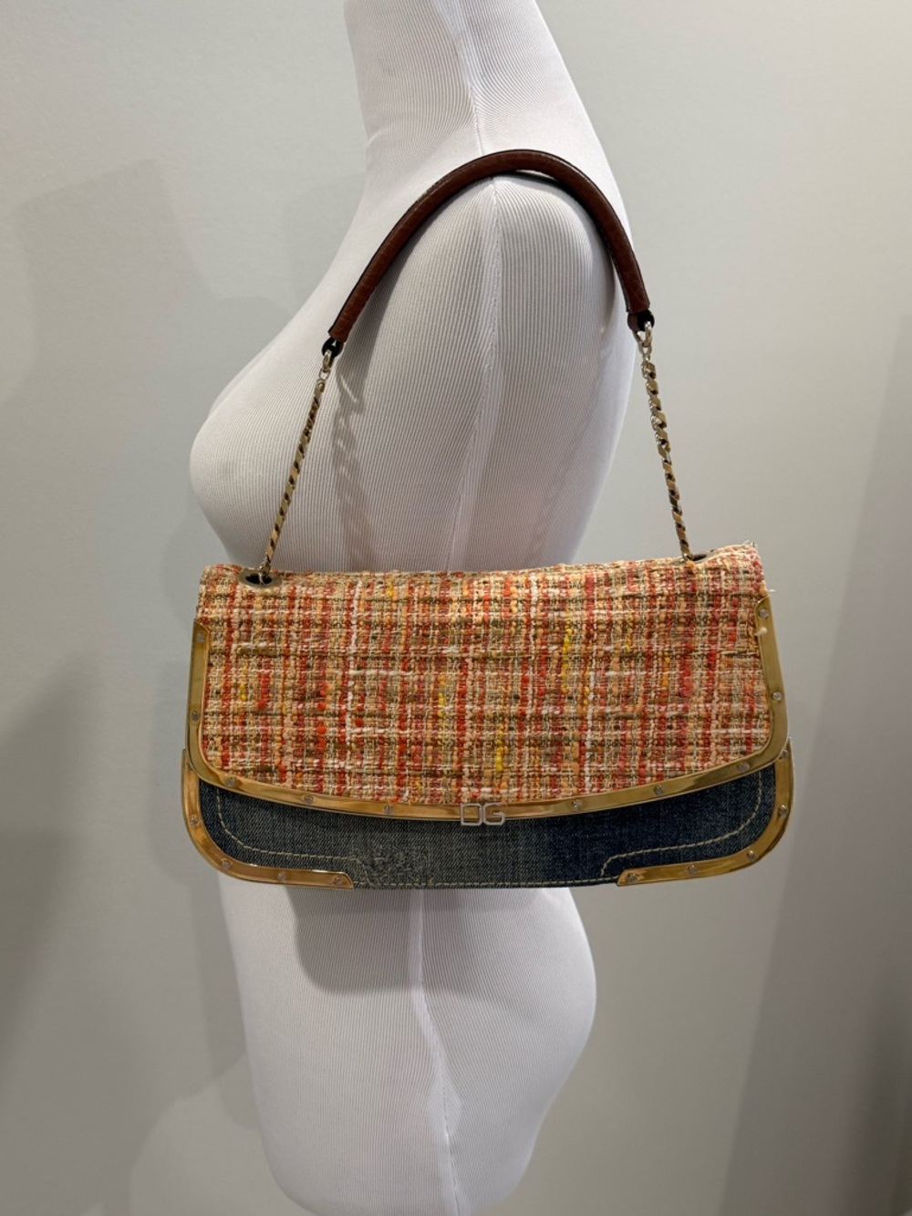 Dolce & Gabbana mixed material shoulder bag vintage y2k with authenticity card